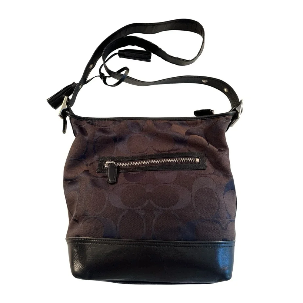 Coach Signature Legacy Leather Canvas 21149 Classic‎ Preppy Black Bag Purse